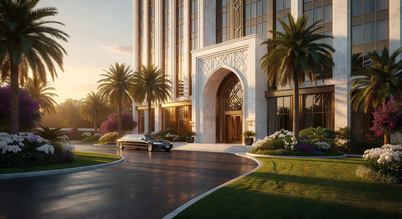 Luxury hotel exterior background
